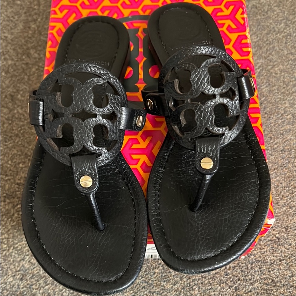 Tory Burch Black Leather Sandals